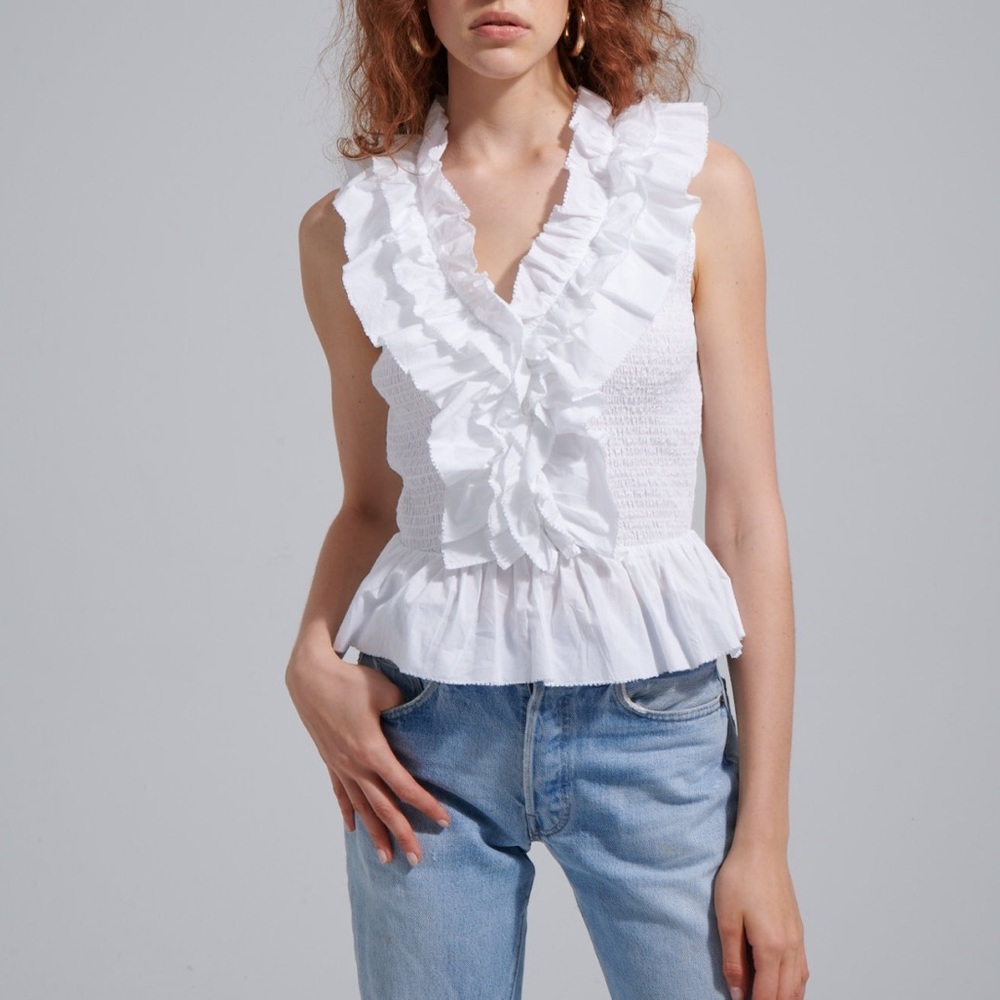 Zephyr White Ruffled Blouse